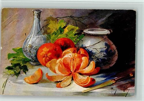 Stilleben - TSN Serie 598 - Karaffe, Früchte , Obstmesser AK