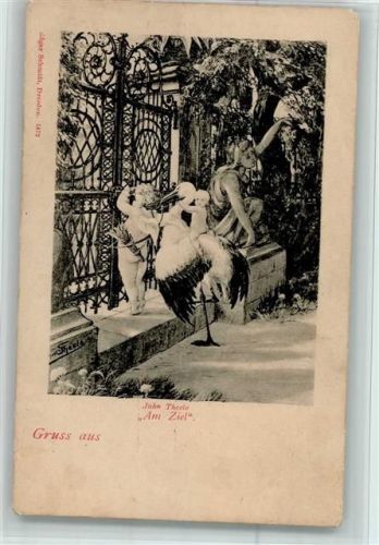 1900 Nr. 1472 Edgar Schmidt - sign Theele - Amor u. Storch mit Baby AK