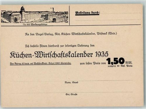 Pößneck Bestellung Küchen Wirtschaftskalender Postkarte