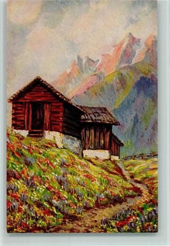 Nr. 1437 von E. Jahn - Gebirgseinsamkeit - Berghütte