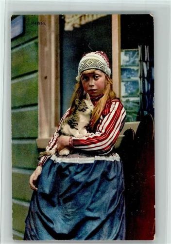 Marken Serie 114 Nr. 2347 - Hollandkinder mit Katze , gute Erhaltung AK