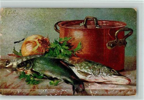 Serie 301 - Stilleben - Fisch und Topf AK Billing, M.