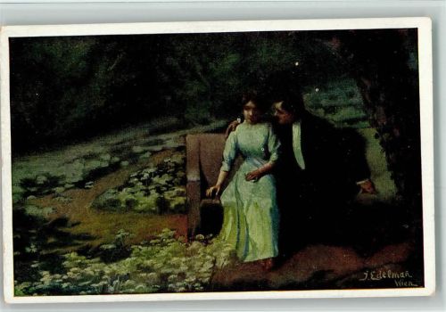 1915 BKW - Serie 508-5 sign Edelmann , Selige Stunde auf der Parkbank - Liebe Poesie