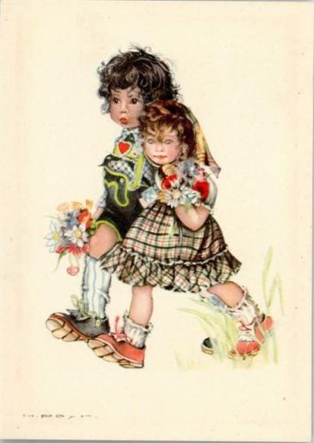 sign Hilla Peyk - Kinder mit Blumen, sehr gute Erhaltung AK