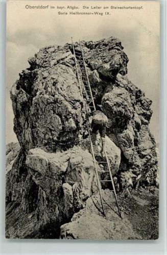 Oberstdorf Nr. 2038 Verlag Rauch - Die Leiter am Steinschartenkopf - Serie Heilbronner Weg IX, gute Erhaltung AK