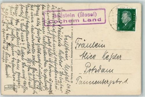 Cochem Landpoststempel Beilstein Mosel