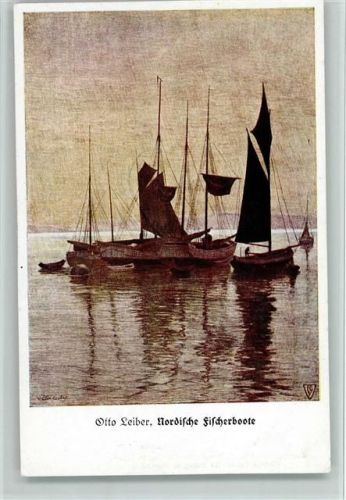 sign Otto Leiber - Nordische Fischerboote, Segelyacht, Voigtländer Verlag - sehr gute Erhaltung AK