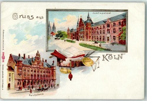 Köln Ebertplatz Justizgebäude Reichsbank Pferdekutsche Buch Waage