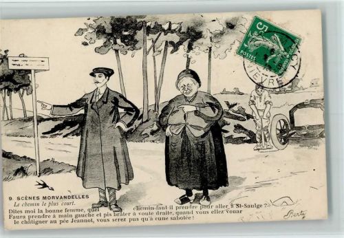 Nr. 9 Scenes Morvandelles, sign Berty - Humor , Karikatur Motiv Frankreich 1913 Künstlerkarte