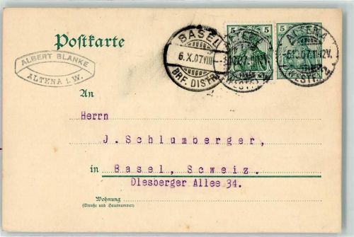 Altena 1907 Ganzsache