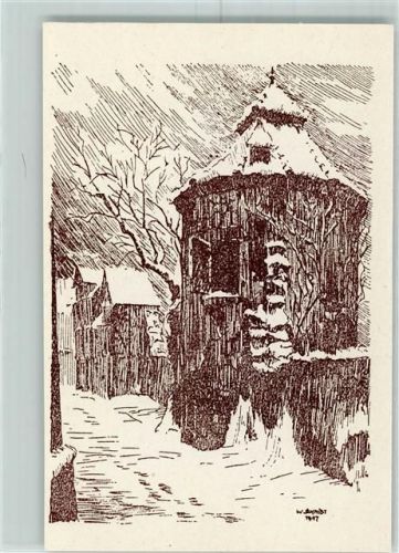 Rotenburg Hexenturm Winter sign. W. Schmidt 700 Jahre