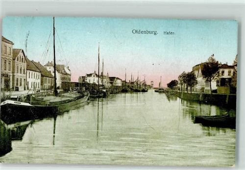 Oldenburg 1918 Hafen Frachtschiffe Feldpost WK I Vereinslazarett St. Bernhard-Hospital