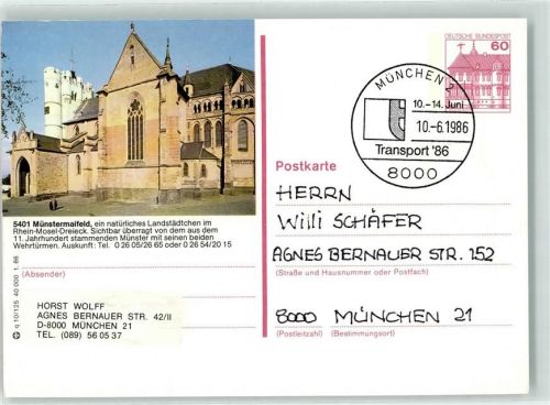 56294 W5401 Münstermaifeld - Ganzsache Münster Wehrtürme