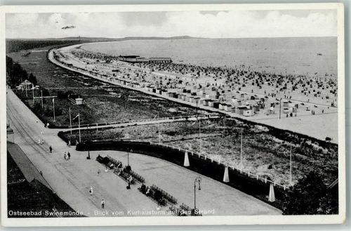 Swinemünde Blick vom Kurhausturm auf den Strand