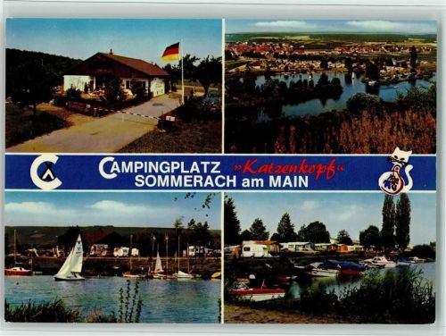 Sommerach Campingplatz Katzenkopf Segelboot Gesamtansicht 4-Bildaufnahme