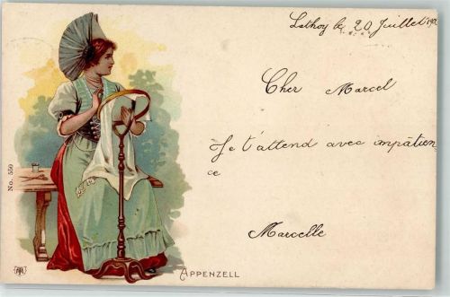Appenzell 1902 Tracht Stickrahmen AK