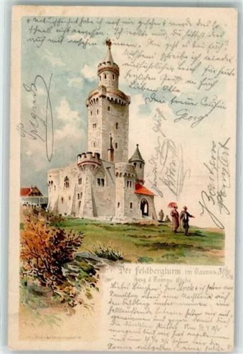 61389 W6384 Feldberg , Taunus 1904 Lithographie Feldbergturm sign. C. Biese