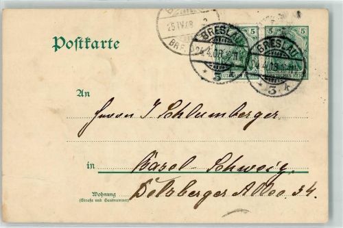 Breslau 1908 Ganzsache