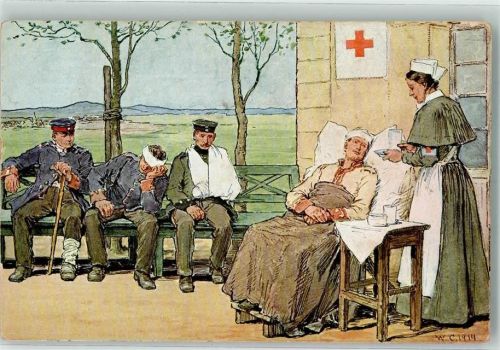 1914 Verwundete Krankenschwester sign. W.Claudius