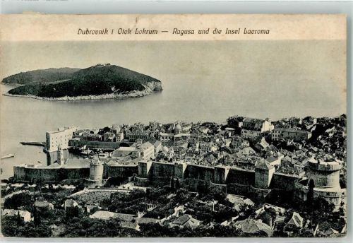 Dubrovnik Ragusa mit Ragusa der Insel Lacrom und jüdischem Friedhof vor den Mauern der Stadt Jüdischer Friedhof 1911