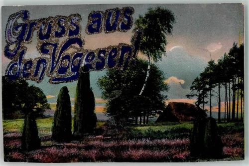 1919 Gruss aus den Vogesen mit Glimmer/Glitzerauflage Heidelandschaft