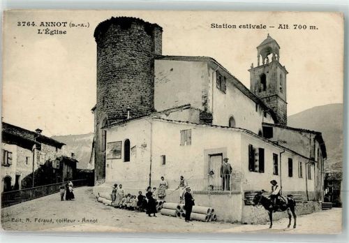 Annot 1914 l`Eglise Station estivale