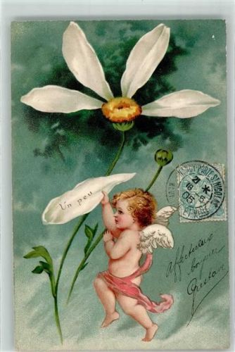 1905 Serie Engel Margeriten Blüten zupfen AK