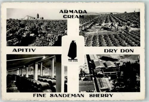 Cadiz Sandeman Sherry - Anbei Lagerung Gebäude AK Alkoholwerbung Foto AK
