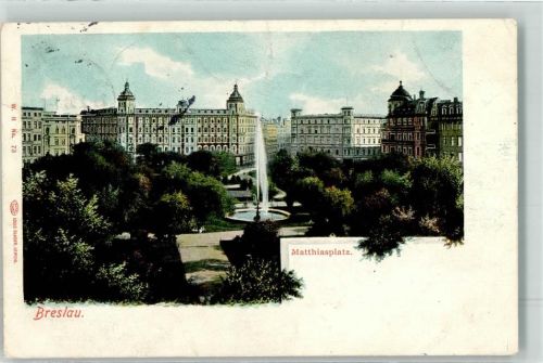Breslau 1906 Matthiasplatz Fontaine