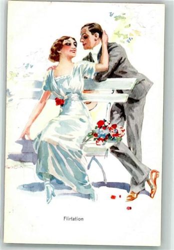 Liebespaar Flirtation Parkbank Verlag WS+SB 1326