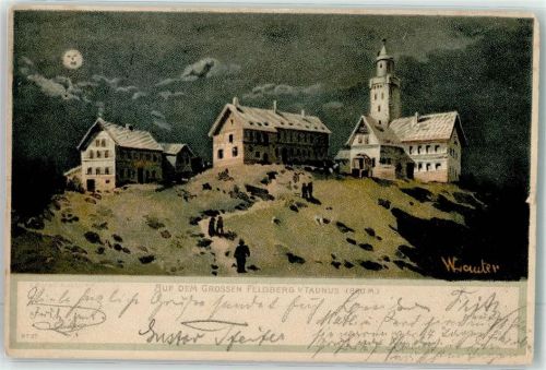 Feldberg 1902 Gasthaus sign. W. Lauter Mondschein