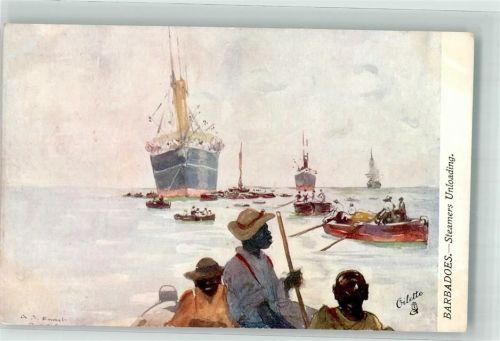 Bridgetown sign. Oilette Tuck und sons Nr. 7050 Steamers Unloading