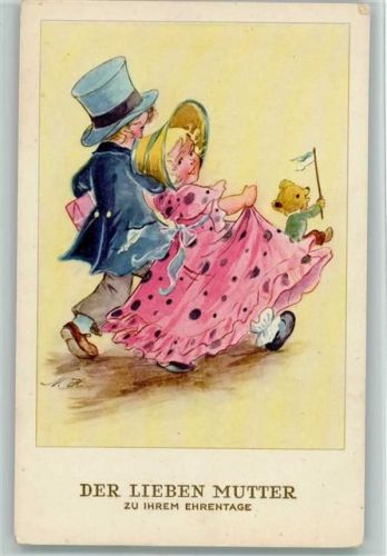 1932 Muttertag - Kinder mit einem Teddy