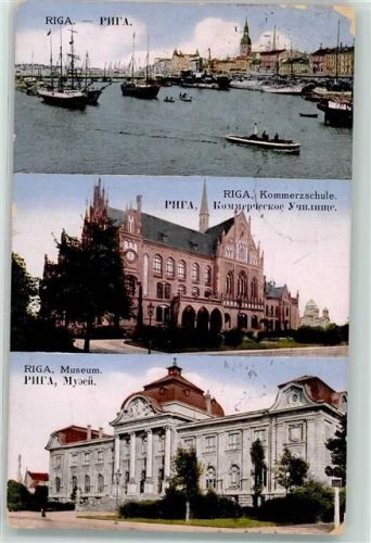 Riga 1913 Kommerzschule Museum Hafen