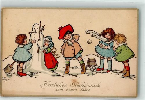 1911 Verlag Dondorf Nr. 446 sign. H.G.C. Marsh Schneeball Kinder