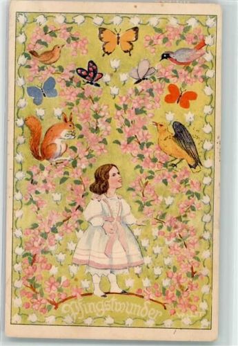 1921 Kind Vögel Schmetterling Eichhörnchen Blumen B.K.W.I. NR.4655-4