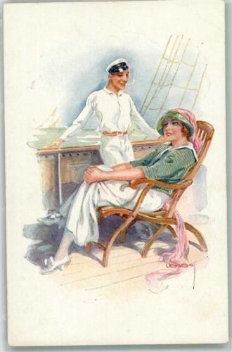 1919 Verlag Erkal Serie 3857/3 Schiffsreise auf Deck relaxen
