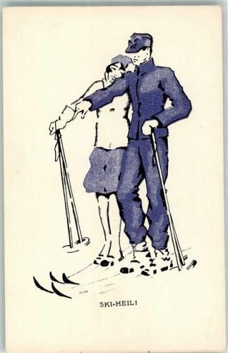 Ski-Heil Liebespaar Künstlerkarte Verlag L.P. 104 Nr. 3