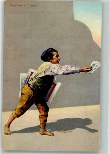 Zeitungsverkäufer Barfuß Venditore di Giornali Volkstypen Edition Guggenheim Nr. 13274 Zeitung 1922
