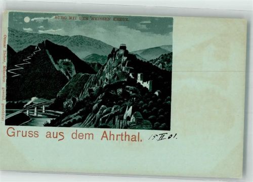 Ahrweiler Burg Weisses Kreuz Eisenbahn Mondschein