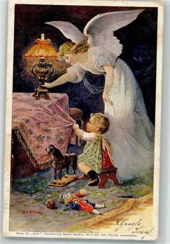 1901 sign Kratky, R. Serie 31 Puppen Spielzeug Tischdecke runterreißen Halt! Verlag Neuber