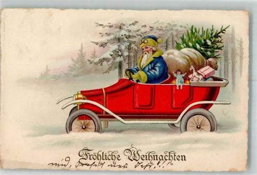 1928 Automobil Tannenbaum Puppe Spielzeug Weihnachten Verlag Erika 6277