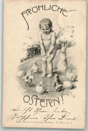 Serie XXXV Nr. 2 Ostern Kind Küken schlüpfen sign. Zahl