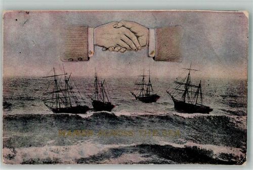 1915 Segelschiffe und Hände zur Freunschaft