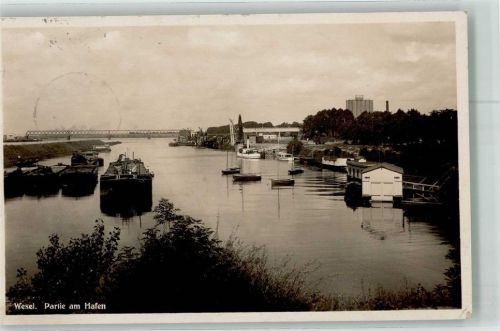 Wesel 1933 Rheinhafen Rheinschiffe