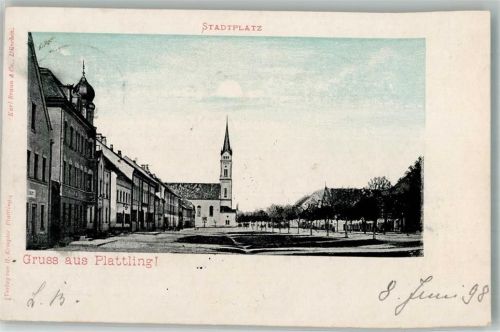 Plattling 1898 Adelskorrespondenz Stadtplatz
