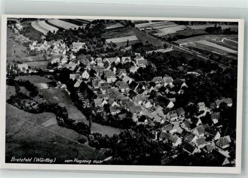 Bretzfeld 1941 Fliegeraufnahme des Ortes mit der Johanneskirche