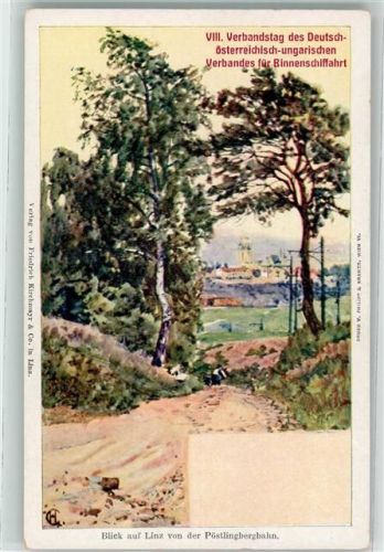 Linz Blick auf Linz von der Pöstlingbergbahn Malerei sign. CH