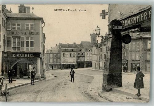 Stenay 1917 Marktplatz Geschäft Feldpost WK I