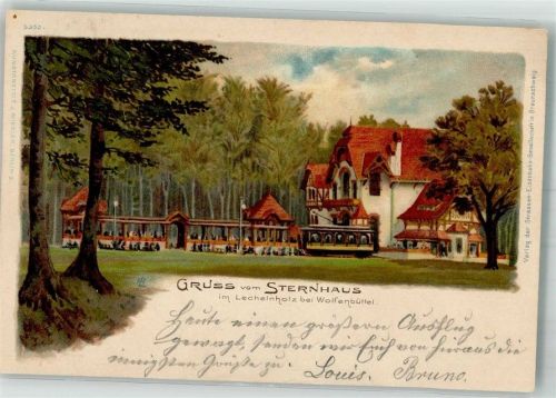 Wolfenbüttel 1900 Gasthaus Sternhaus Straßenbahn im Lechelnholz